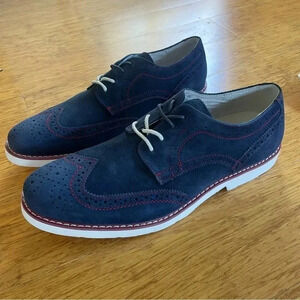 GBX Grieves Suede Men's Wingtip Oxfords - Navy - 7.5 8 8.5 9 13 NWT